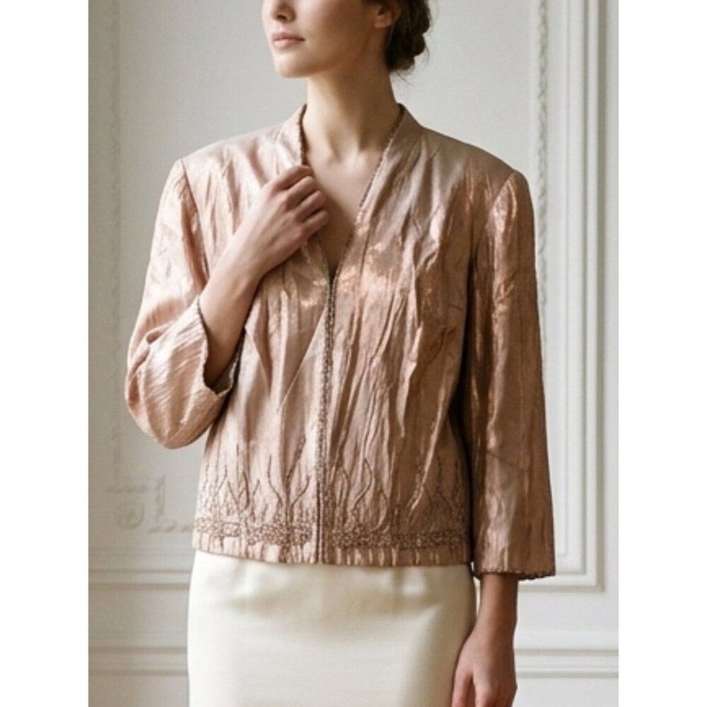 David's Bridal Iridescent Amber Beaded Formal Jacket 22W